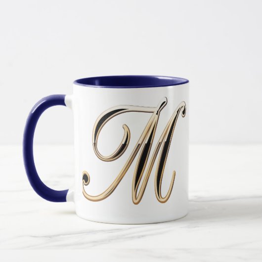 Letter "M" Double Monogram Fleur-de-lis Style 2 Mok (Links)