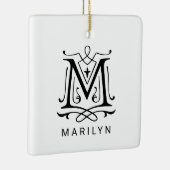 Letter M Elegant Monogram Kerst Ornament (Rechts)