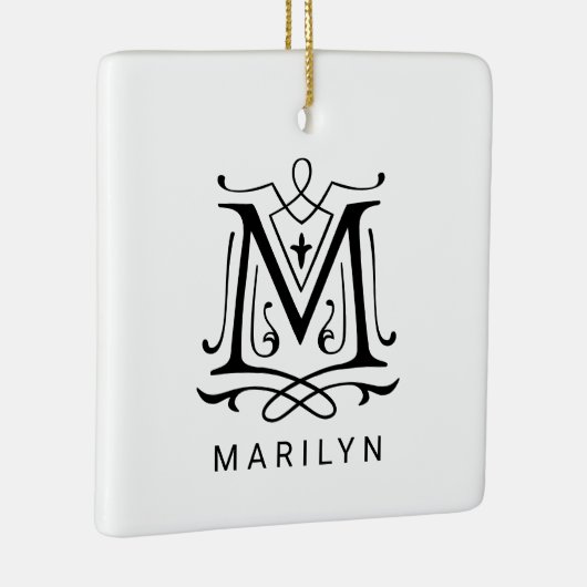 Letter M Elegant Monogram Kerst Ornament (Rechts)