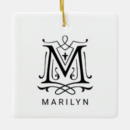 Letter M Elegant Monogram Kerst Ornament