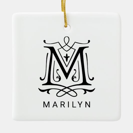 Letter M Elegant Monogram Kerst Ornament (Voorkant)