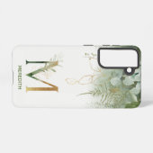 Letter M Elegante Waterverf groen Samsung Galaxy Hoesje (Achterkant horizontaal)