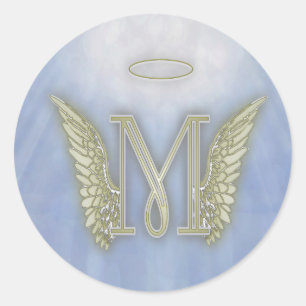 Letter M Engel Monogram Ronde Sticker