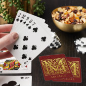 Letter M First Letter Gold op Deep Red Pokerkaarten (Insitu)