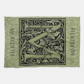 Letter M First Letter Monogram Gepersonaliseerd Theedoek (Horizontaal)