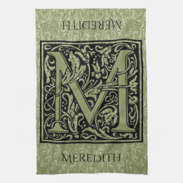 Letter M First Letter Monogram Gepersonaliseerd Theedoek