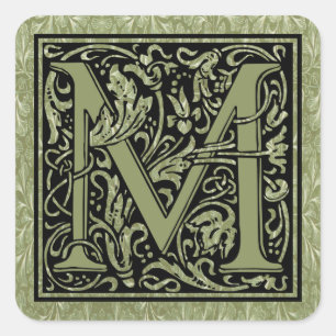 Letter M First Letter Monogram Vierkante Sticker
