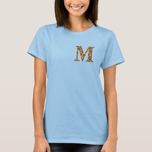Letter M First Name Monogram Initiaal Leopard Prin T-shirt (Voorkant)