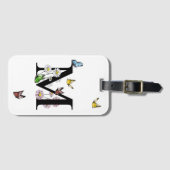 Letter M Floral Butterfly Monogram Initiaal Bagagelabel (Voorkant (horizontaal))