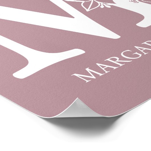 Letter M Floral Monogram Name Nursery Modern Poster (Hoek)