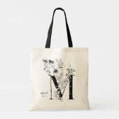 Letter M floral personalized name monogrammed Tote Bag (Achterkant)