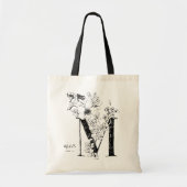 Letter M floral personalized name monogrammed Tote Bag (Voorkant)