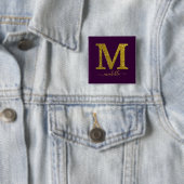 Letter M glitter Vierkante Button 5,1 Cm (In situ)
