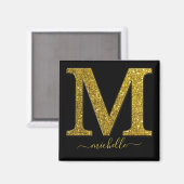 Letter M Gold Glitter Magneet (Voorkant / Achterkant)