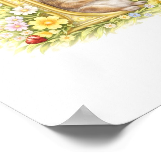 Letter M Gold Spring Nature Monogram Chipmunk Kids Poster (Hoek)