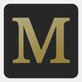 Letter M Gold Square Sticker (Voorkant)