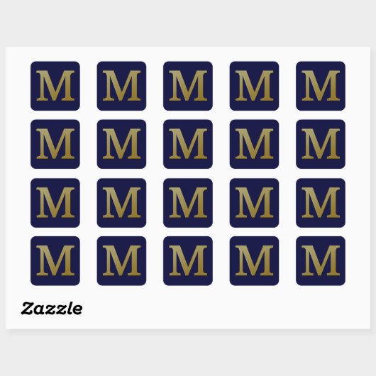 Letter M Gold Square Sticker (Vel)