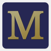 Letter M Gold Square Sticker (Voorkant)