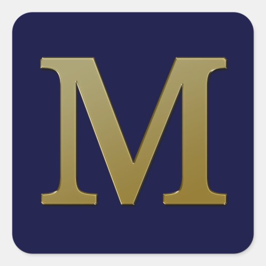 Letter M Gold Square Sticker (Voorkant)