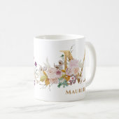 Letter m - Gouden bloem naam zus collega vriend Koffiemok (Voorkant rechts)