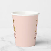 Letter M Gouden Monogram Roze Rozen Papieren Bekers (Links)