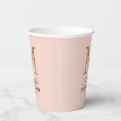 Letter M Gouden Monogram Roze Rozen Papieren Bekers (Rechts)
