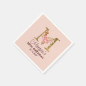 Letter M Gouden Monogram Roze Rozen Servet (Hoek)