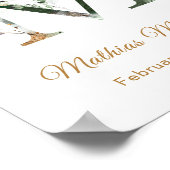 Letter M Green & gold foliage Baby Birth Poster (Hoek)