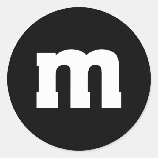 Letter M Hoofdalphabet Ronde Sticker (Voorkant)