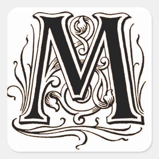 Letter "M" in bruin - Sticker (Voorkant)