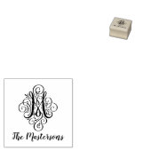 Letter M Initiaal Elegant Flourish Monogram Name Rubberstempel (Gestempeld)