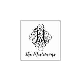 Letter M Initiaal Elegant Flourish Monogram Name Rubberstempel