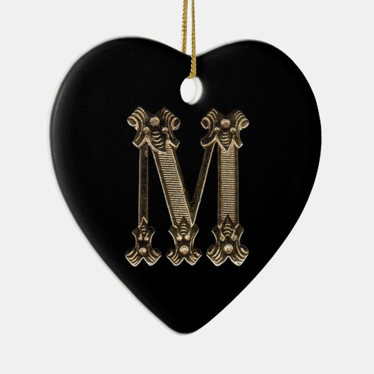 Letter M Initiaal Heart Shaped Ornament (Rechts)