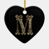 Letter M Initiaal Heart Shaped Ornament (Voorkant)