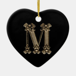 Letter M Initiaal Heart Shaped Ornament
