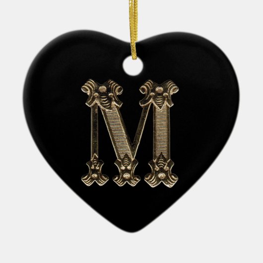 Letter M Initiaal Heart Shaped Ornament (Voorkant)