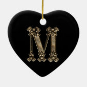 Letter M Initiaal Heart Shaped Ornament (Achterkant)