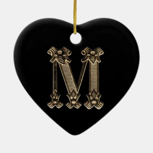 Letter M Initiaal Heart Shaped Ornament (Achterkant)