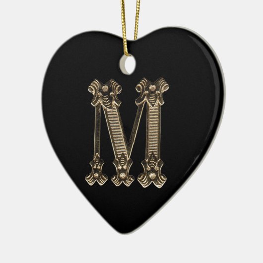 Letter M Initiaal Heart Shaped Ornament (Links)