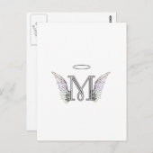 Letter M Initiaal Monogram met Angel Wings & Halo Briefkaart (Voorkant / Achterkant)