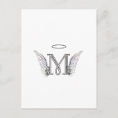 Letter M Initiaal Monogram met Angel Wings & Halo Briefkaart (Voorkant)