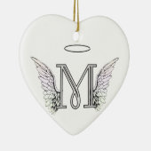 Letter M Initiaal Monogram met Angel Wings & Halo Keramisch Ornament (Rechts)