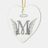 Letter M Initiaal Monogram met Angel Wings & Halo Keramisch Ornament (Links)