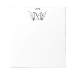 Letter M Initiaal Monogram met Angel Wings & Halo Notitieblok