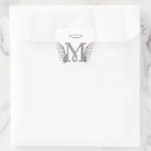 Letter M Initiaal Monogram met Angel Wings & Halo Vierkante Sticker (Tas)