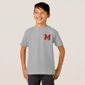 Letter M - Initiaal naam alfabet monogram T-shirt (Voorkant volledig)