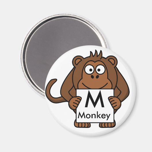 Letter M is voor Aap Kindermagneet Magneet (Voorkant / Achterkant)