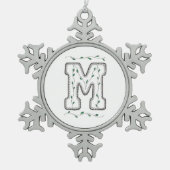 Letter M-kerstversiering Tin Sneeuwvlok Ornament (Voorkant)
