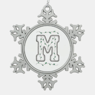 Letter M-kerstversiering Tin Sneeuwvlok Ornament