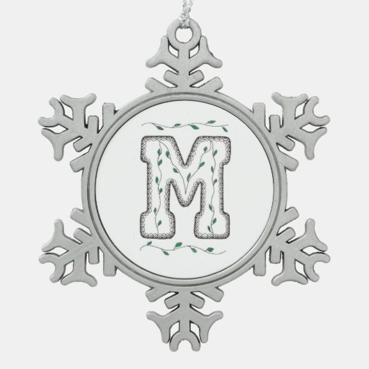 Letter M-kerstversiering Tin Sneeuwvlok Ornament (Voorkant)